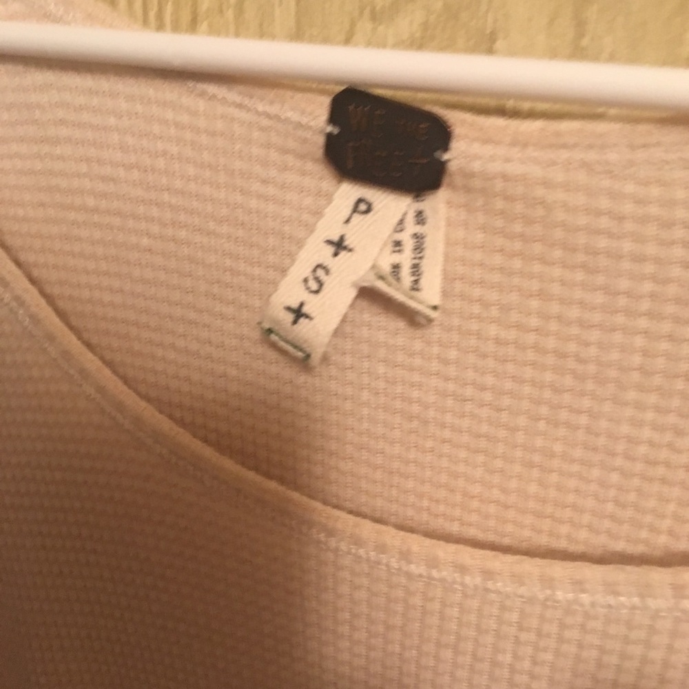 Free People Pink Peplum Waffle Knit Top - Picture 4 of 5